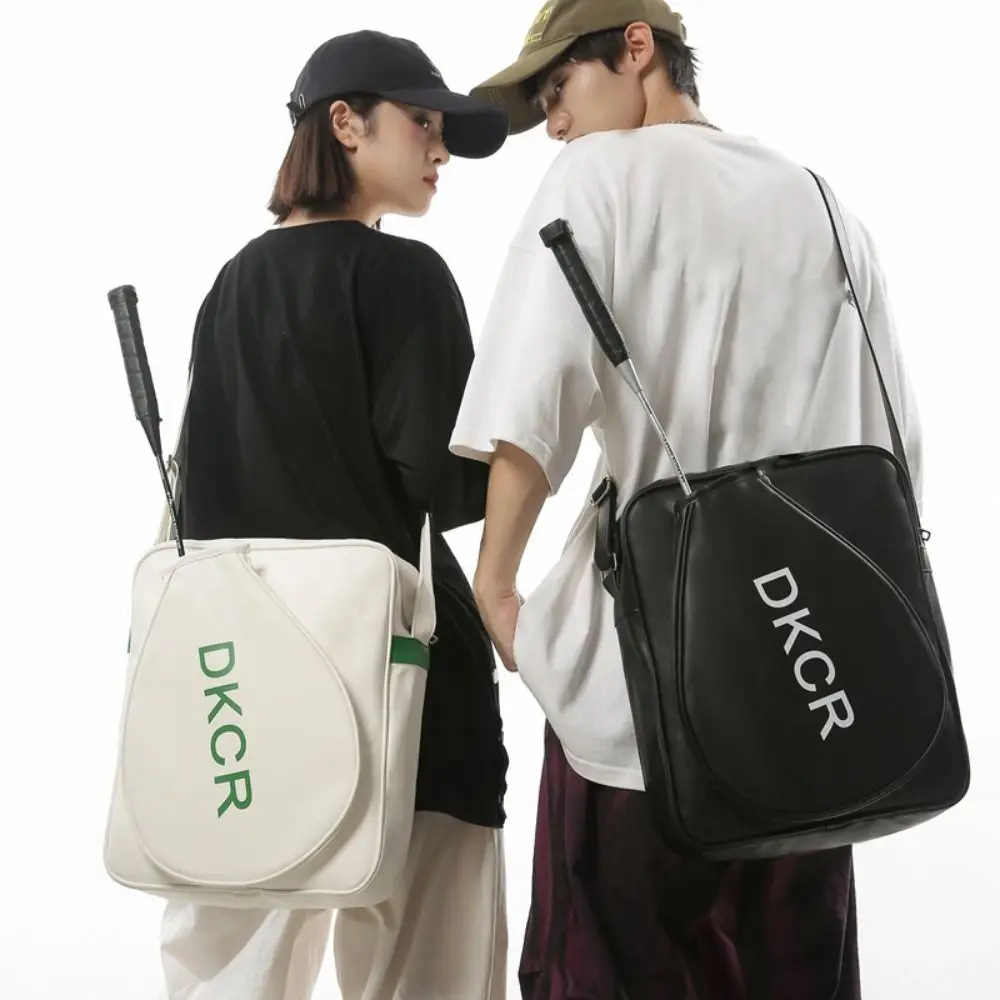 Portable PU Badminton Rackets Bag Lightweight Large Capacity Badminton Shoulder Bag Adjustable Strap Sports Carrying Bag