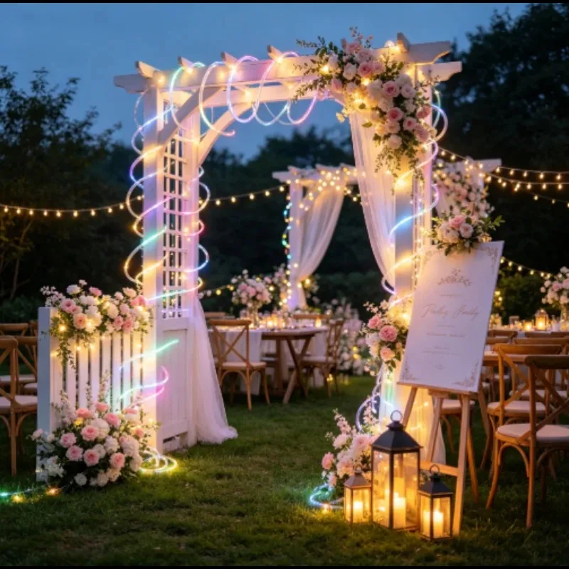 Solar LED Tube Rope Lights, Waterproof Outdoor Fairy String Lights with 8 Modes for Garden Yard Decor