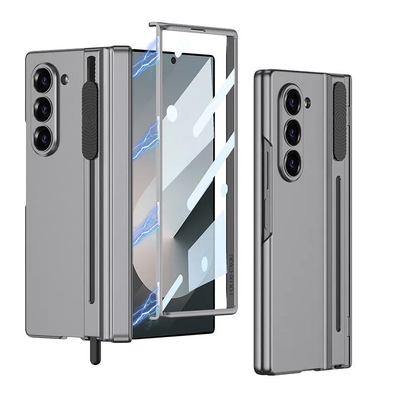 Mobile Phone Case For Samsung Galaxy Z Fold 6 5G Magnetic Folding Hinge One Pen Slot Anti-fall Hard Cover