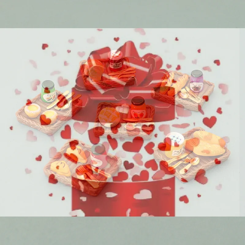 【بي إس】 طقم مصغر لطعام الدمى يشمل صينية حلويات وأدوات مائدة ونموذج مطبخ للديكور وإكسسوارات بيت الدمى