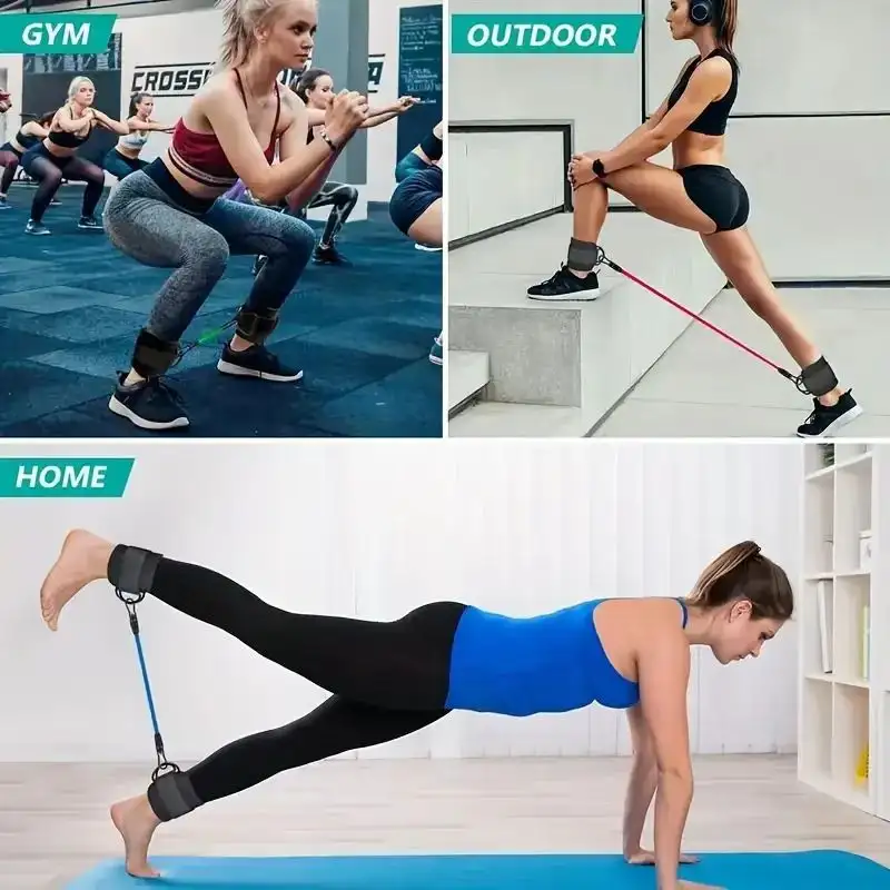 6-Piece Leg Resistance Band Set for Hip Strength Training, Running, Fitness, Ankle Resistance Bands, Yoga, Glute Training, Elastic Bands for Fitness Strength Training, Three-Tube Leg Training Resistance Bands, Leg Resi - 3