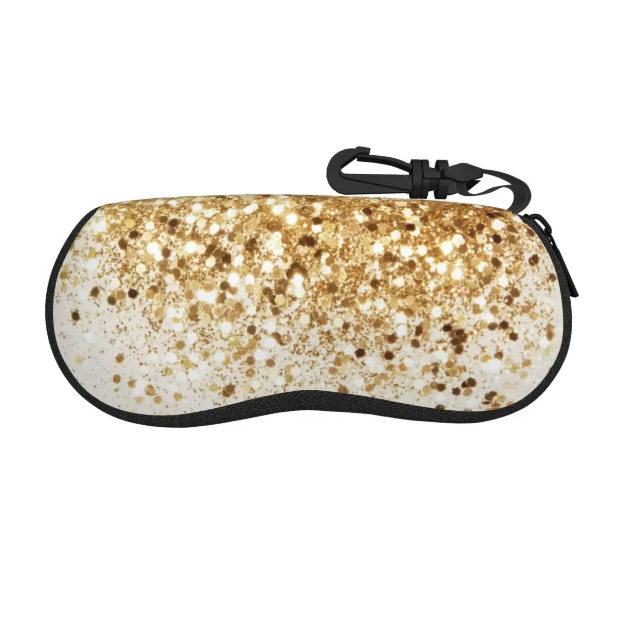 

Black And Gold Glitter Pattern Shell Glasses Case Portable Sunglasses Box Women Men Soft Eyeglasses Bag Pouch