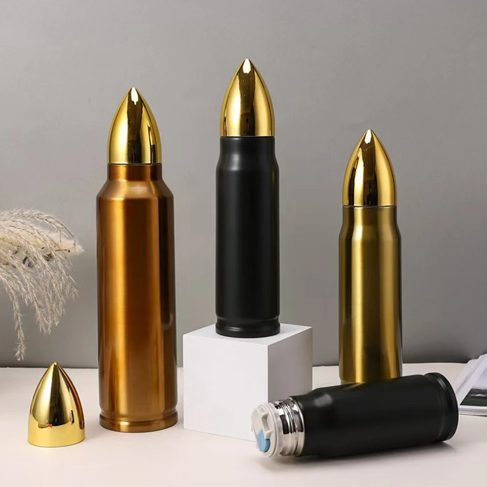 304 Stainless Steel Thermos Cup, Creative Bullet Vacuum Bottle, Outdoor Portable Cold Bottle Insulated Cup for Children, 500ml