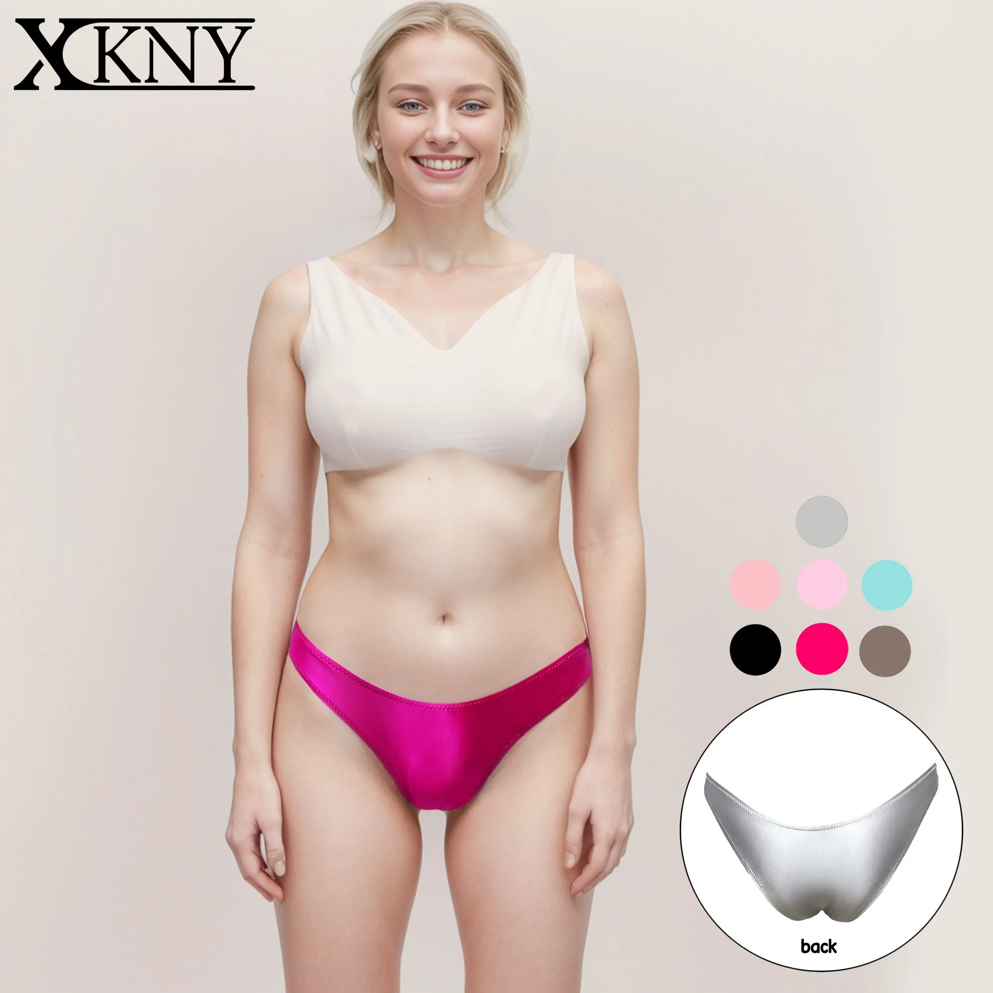 XClocKNYoung satin glossy Large T-shaped trousers sexy solid bikini high split sexy Bikini bottoming trunks GLOSSY PANTS