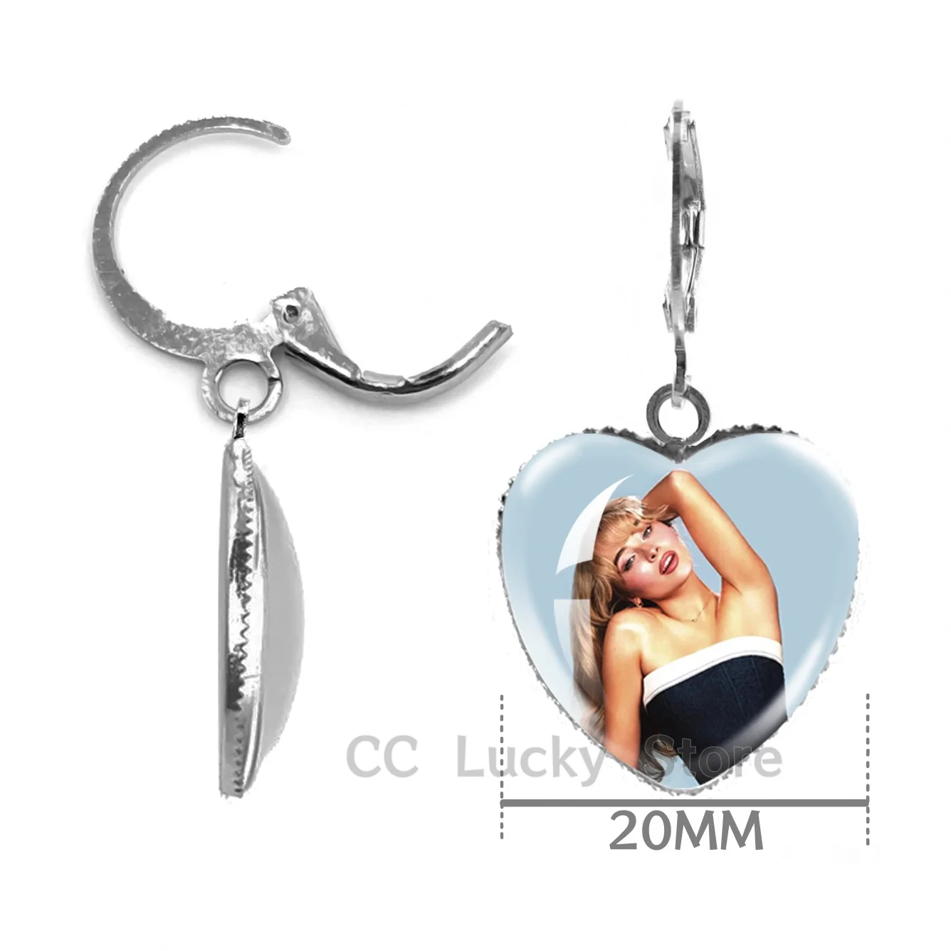 Sabrina 20MM Round Glass Cabochon Earring French Hook Sabrina Carpenter Jewelry Accessories Music Themed Earrings Gifts