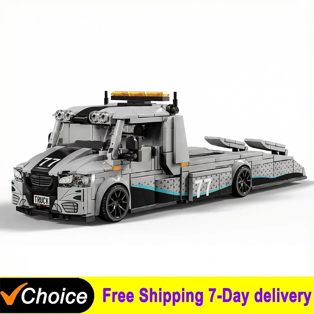 672-teiliger Technischer Anhänger Schwerlast-LKW Baukasten Transportfahrzeug-Modell Bausteine Schreibtisch-Deko Kinder-Lernspielzeug Geschenke