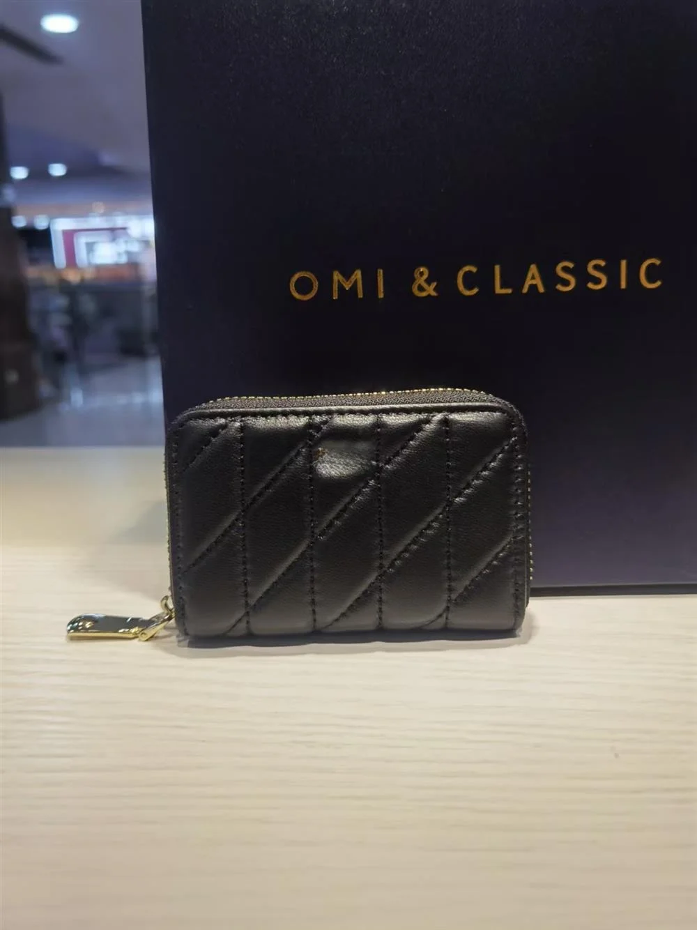 omi-レディース-レザー-カードホルダー-ファッショナブル-ハイエンド-スモール-フランス-スレ-ウォレット-ジッパー開閉-横型-無地