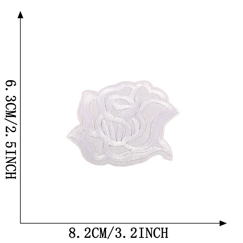 Weiße Blume große Größe kleines Eisen auf Patches für Kleidung bestickt Thermo collant DIY Naszywka Mochila nähen Aufkleber Parche Jacke – Detail 12