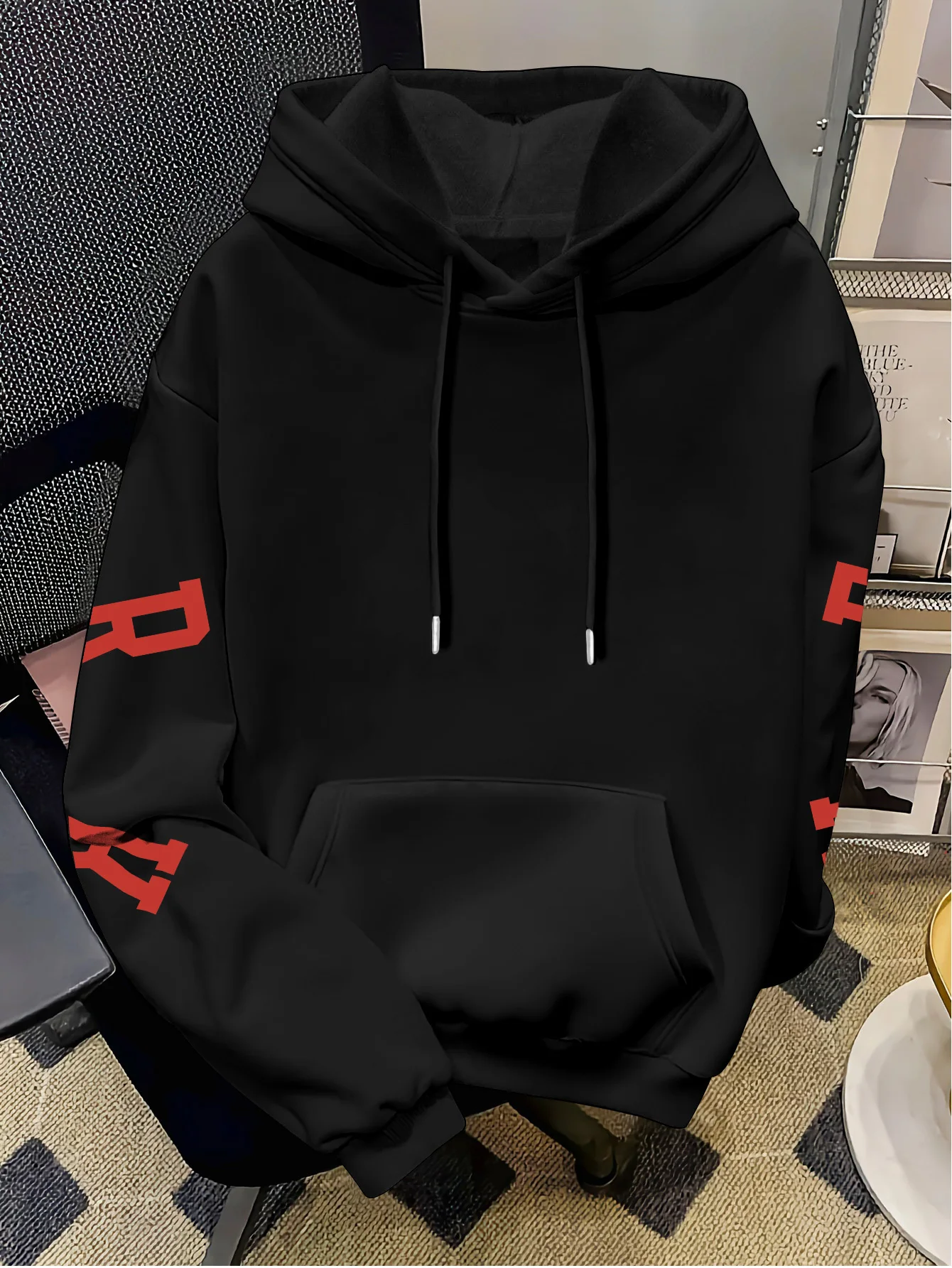 Men Hip Hop Sport Hoodie New York Arc Letter Graphic Hooded Sweatshirt Vintage American Streetwear Loose Casual Pullover