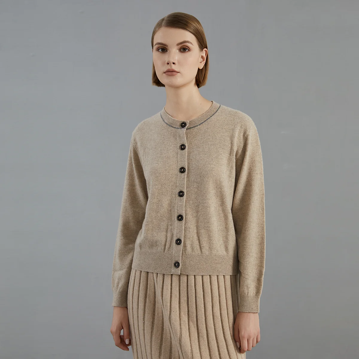 BC770 High Quality Luxury Women's Clothing 100% Cashmere Knit Sweater Cardigan