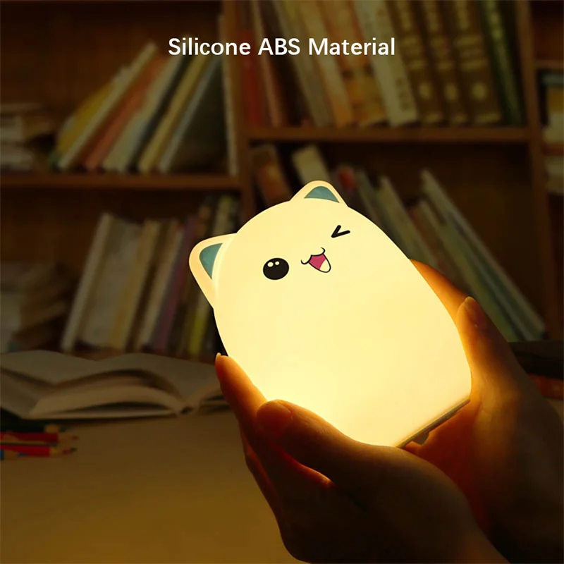 Silicone LED Cute Rabbit Night Light, Touch Desk Lamp and Silica Gel Lights for Baby, Bedroom, Halloween,Christmas Home Decor