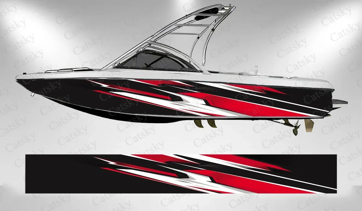 Colorful Irregular Abstract Triangle Stripes Boat Wrap Sticker Vinyl Boat for Pontoon Deck Boat Fishing Platform Decal Sticker 3
