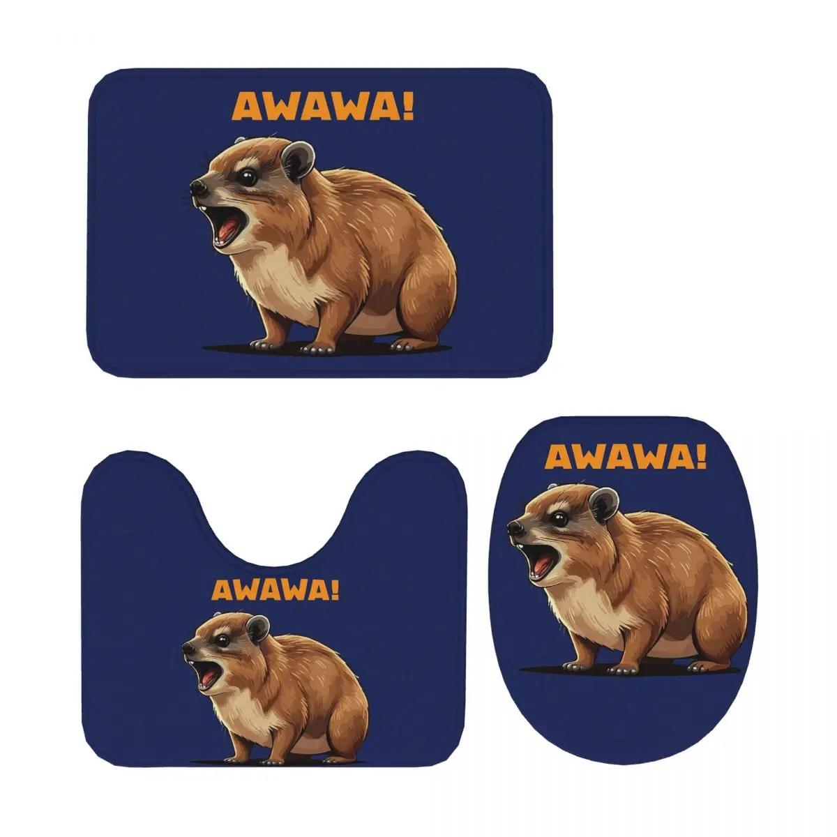 

Rock Hyrax Lover Awawa Groundhog Dassi 3-х предметный коврик для ванной комнаты, набор для ванной комнаты, крышка для унитаза, домашний декор, нескользящий ковер, напольный коврик