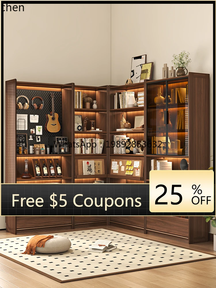 

WW bookcase whole wall shelf storage display medieval style solid wood simple modern locker