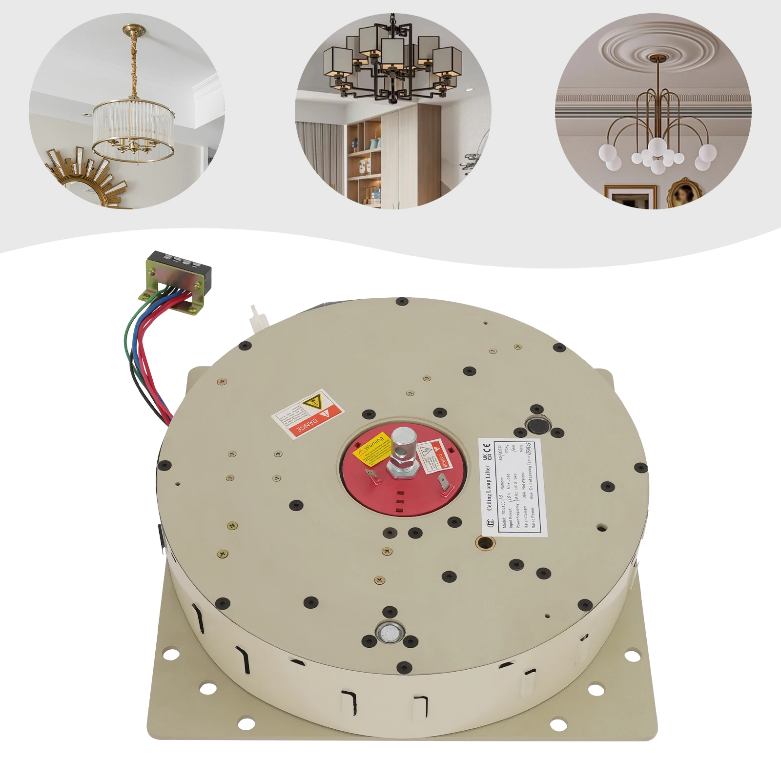 

2in Steel Chandelier Hoist Lifter Mechanism,330lbs 10M 110V Light Grey Remote Control+Wall Switch Lift Mechanism for Villas