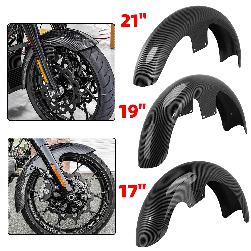 

Motorcycle 19" 21" 17" Wheel Wrap Front Fender Carbon Fiber Mudguard For Harley Touring Road Electra Glide CVO Custom 1994-2013