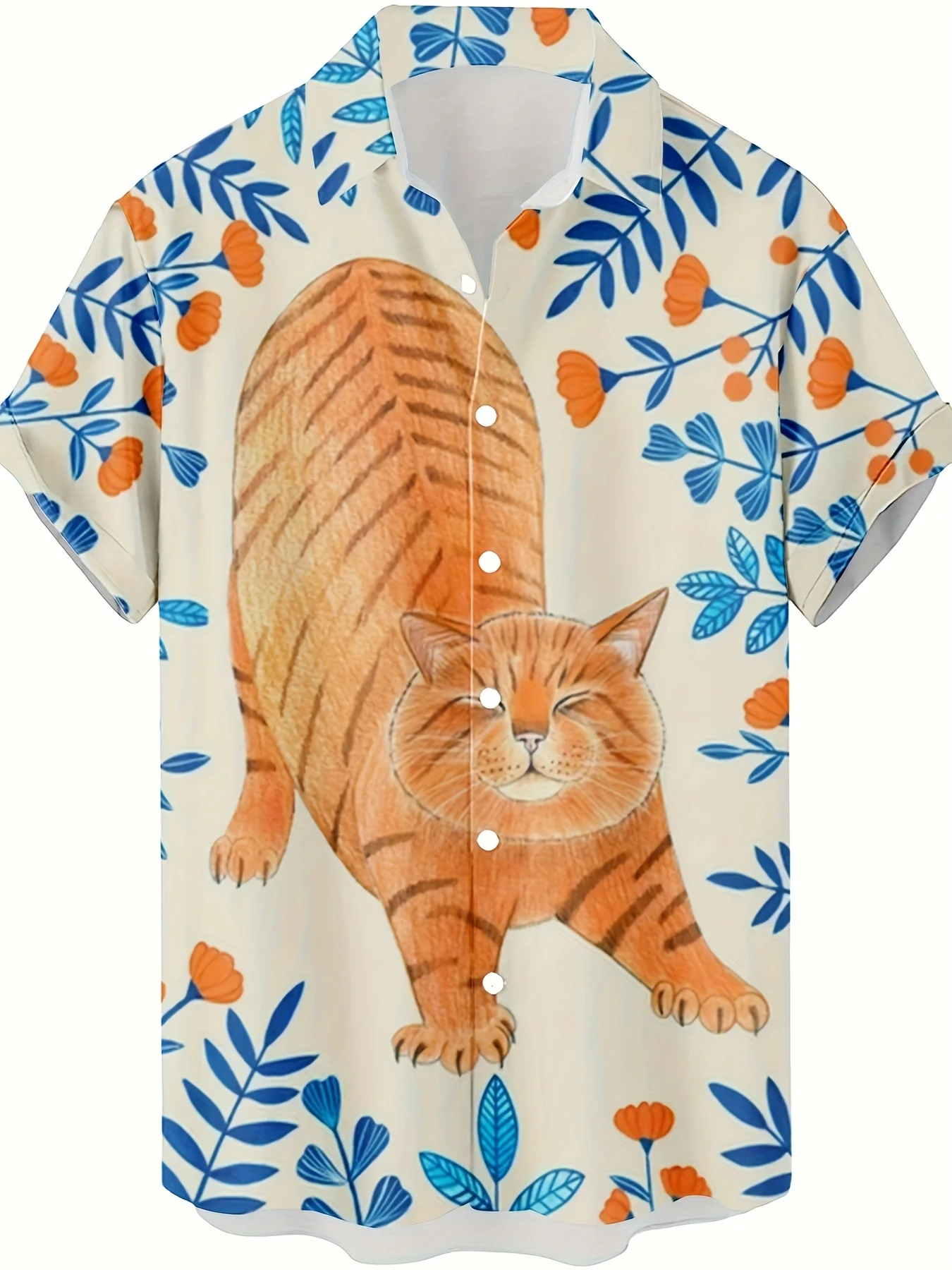 Hot Selling Men's Summer New 3D Printed Color Holly Pattern Hawaiian Shirt Casual Printed Shirt