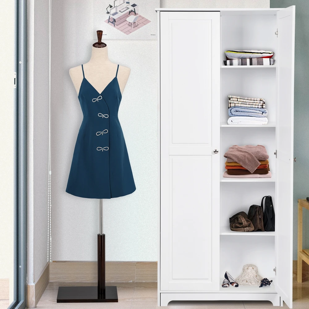 Double Door Five-tier Storage Cabinet Versatile Wardrobe Cabinet  Multi-functional Clothing Storage Solution