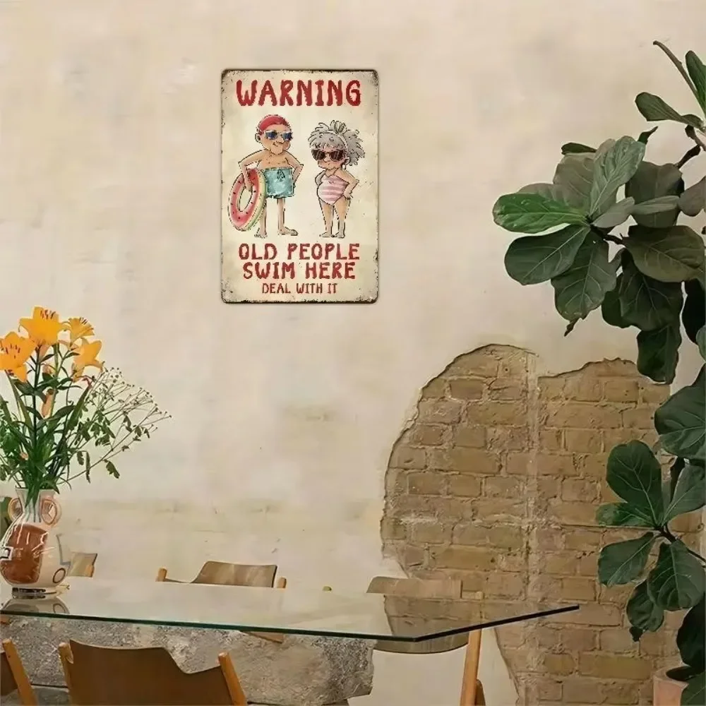 علامة معدنية "كبار السن يطفو هنا" - لوحة فنية جدارية ريفية وروح الدعابة، مثالية للديكور الداخلي/الخارجي في البار، كهف المنزل والرجل، #4