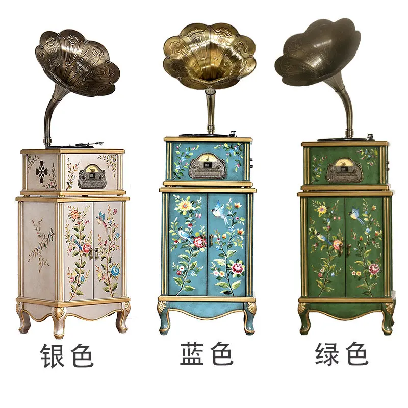 A Vinyl record player living room painted record player copper speaker multi-function bluetooth player