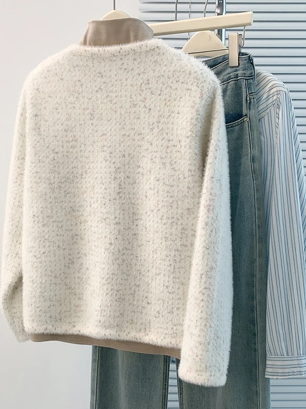 الراقية الملمس متماسكة سترة Jaet المرأة الشتاء Thiened ort ملابس خارجية التخسيس عادية فضفاضة تناسب طويلة Sve جولة Ne #4