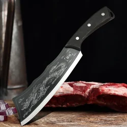 Stainless Steel 8 inch Butcher Knife Forged Kitchen Chopping Knife Handmade Meat Cleaver Chef Cutter for Household With Cover