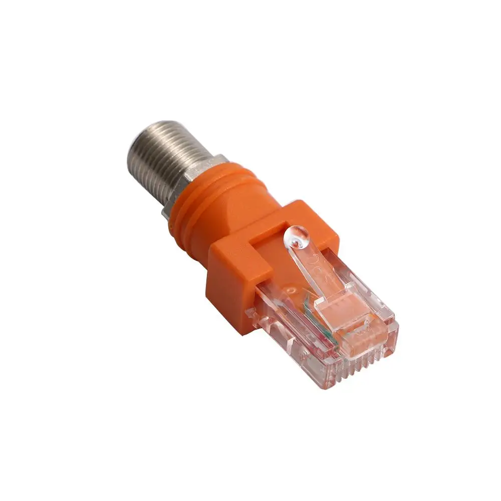 High Quality Orange Cable Connector Computer Cables Barrel Coupler RJ45 To RF Adapter Connector Converter F Female To RJ45 Male