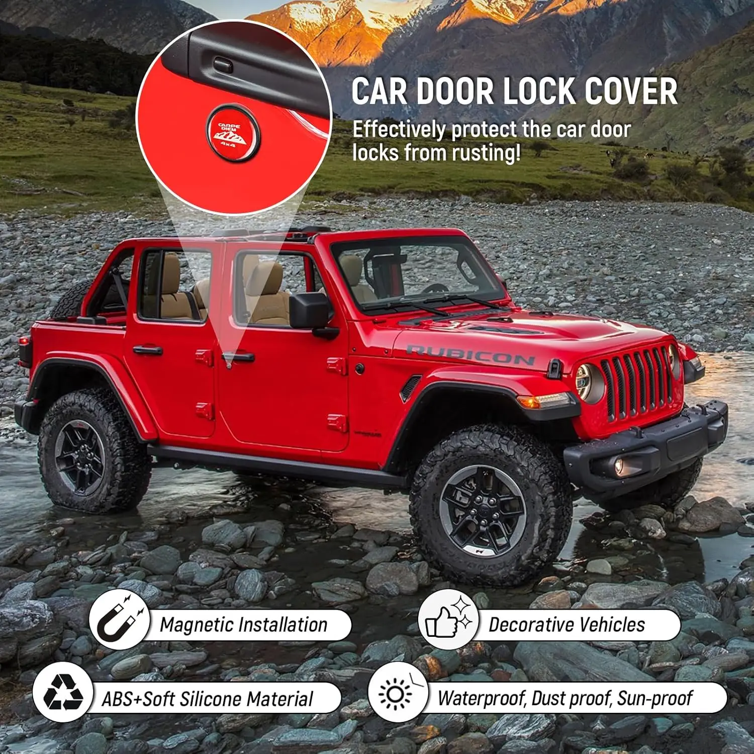 Чехлы на замочные скважины подходят для Jeep Wrangler JL Gladiator JT 2018-2025, аксессуары для безопасности дверей, дверной замок с магнитным отверстием