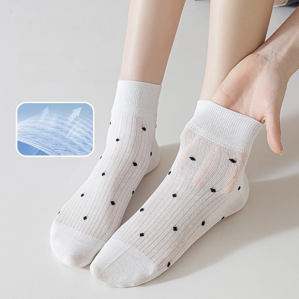 5 Pair Women's Socks Cotton Socks Boneless And Comfortable Polka Dot Socks Sweat-Wicking And Breathable