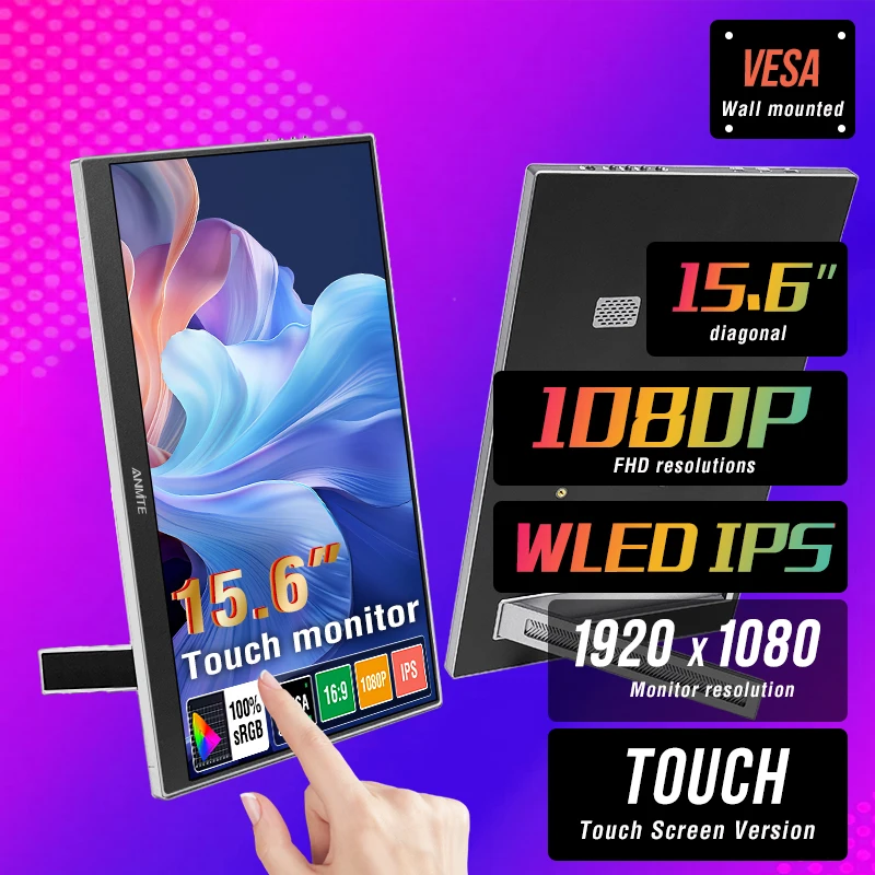 15.6 inch Touch Portable Monitor 1080P HDR IPS Gaming Monitor USB TYPE C HDMI for Phone Laptop Desktop Switch PS4 XBOX