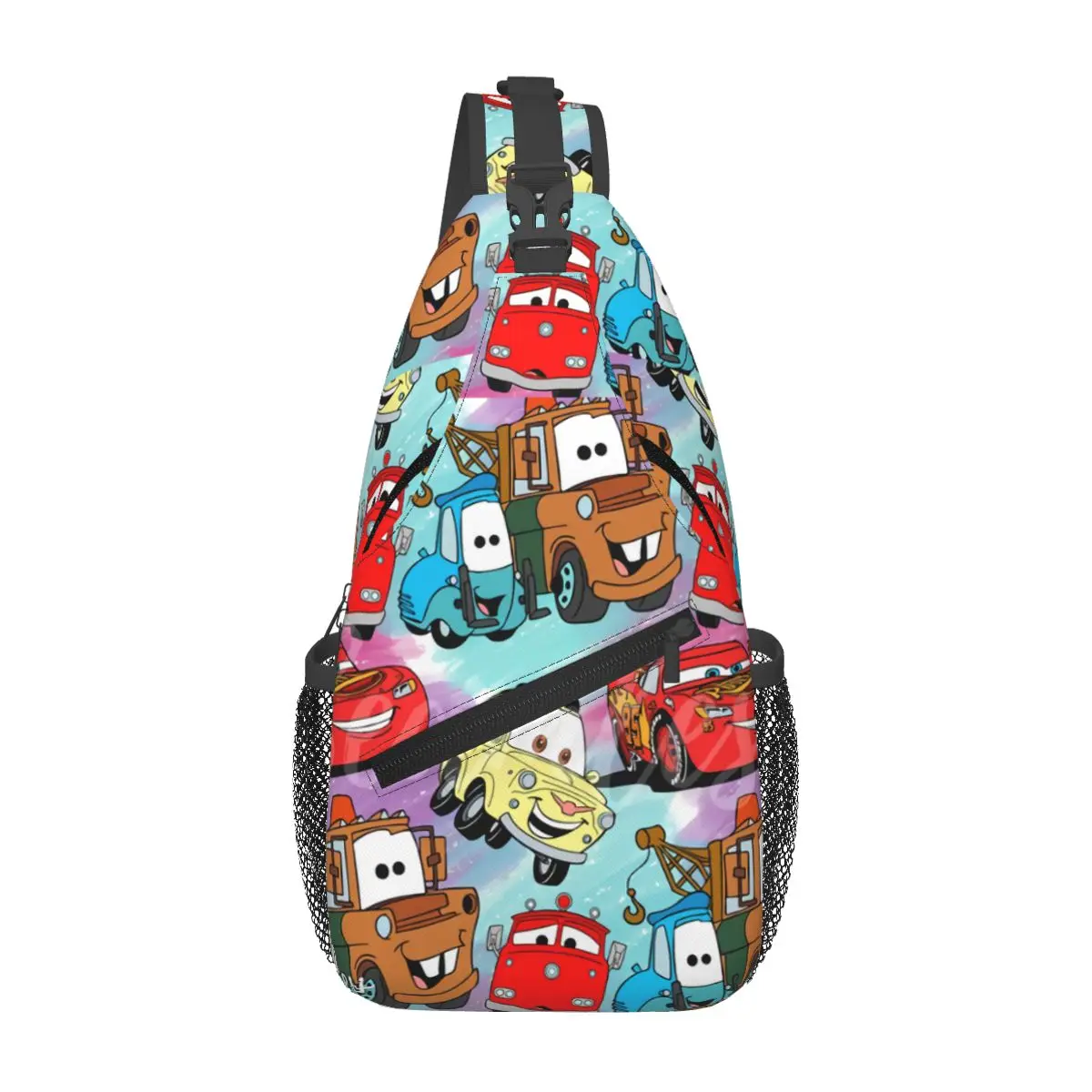 Custom Lightning McQueen Cars Collage Shoulder Crossbody Chest Backpack Shoulder Chest Bags Sling Bag for Traveling Hiking Bags