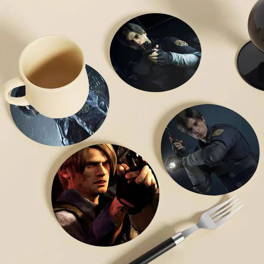 Leon Scott Kennedy Resident Evil Game Wooden Coasters Heat-resistant And Non-slip Suitable For Restaurants And Cafes And Make