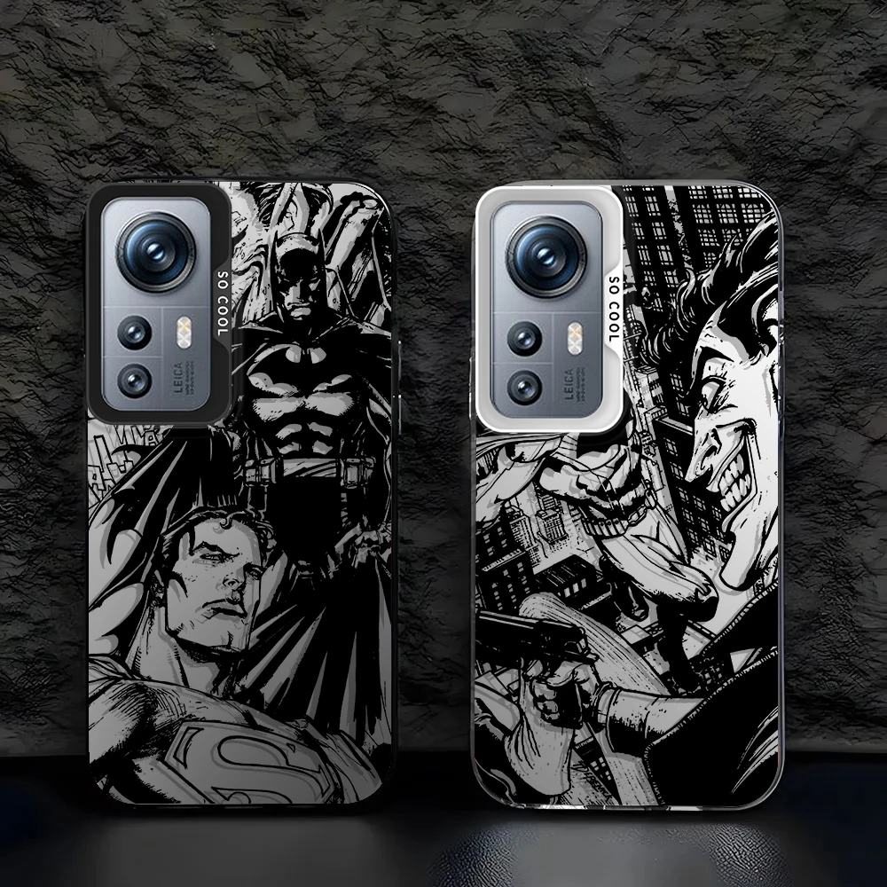 Black B-atmans Superman Joker For Redmi K60 12 10X 9T 9C 8 A1 A2 Plus 4G Fashion Colorful Silver Phone Case