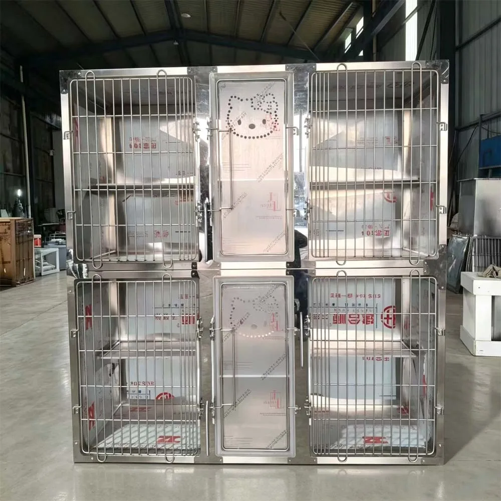 Modular pet dog and cat cage, suitable for animal hospitals and clinics, stainless steel veterinary cage