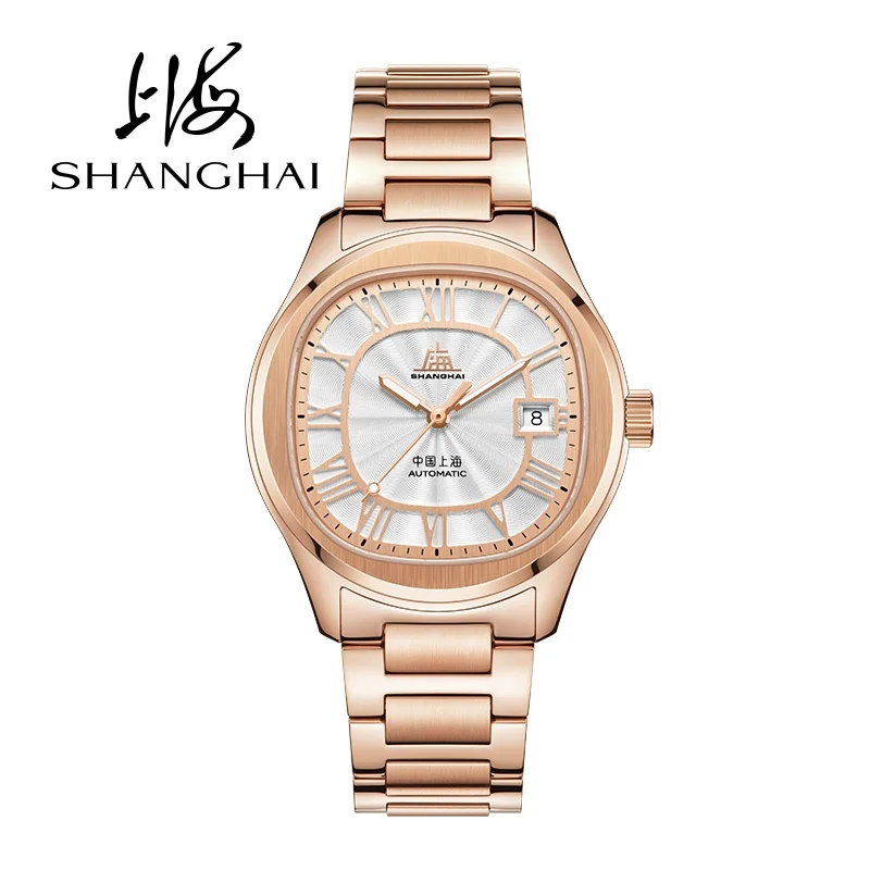 شنغهاي الأصلي تحية جمع التلقائي ساعة ميكانيكية تصميم التلفزيون 40 مللي متر 50 متر مقاوم للماء ساعة اليد الرجال الفاخرة ساعة Reloj