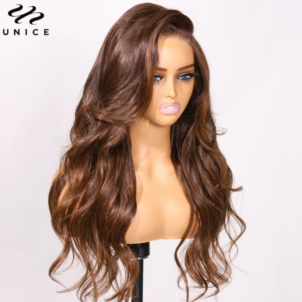 UNice Bye Bye Knots 7x5 Lace Closure Caramel Brown Loose Wave Wig Pre Cut Pre Bleached Glueless Wig Human Hair Ready To Wear Go