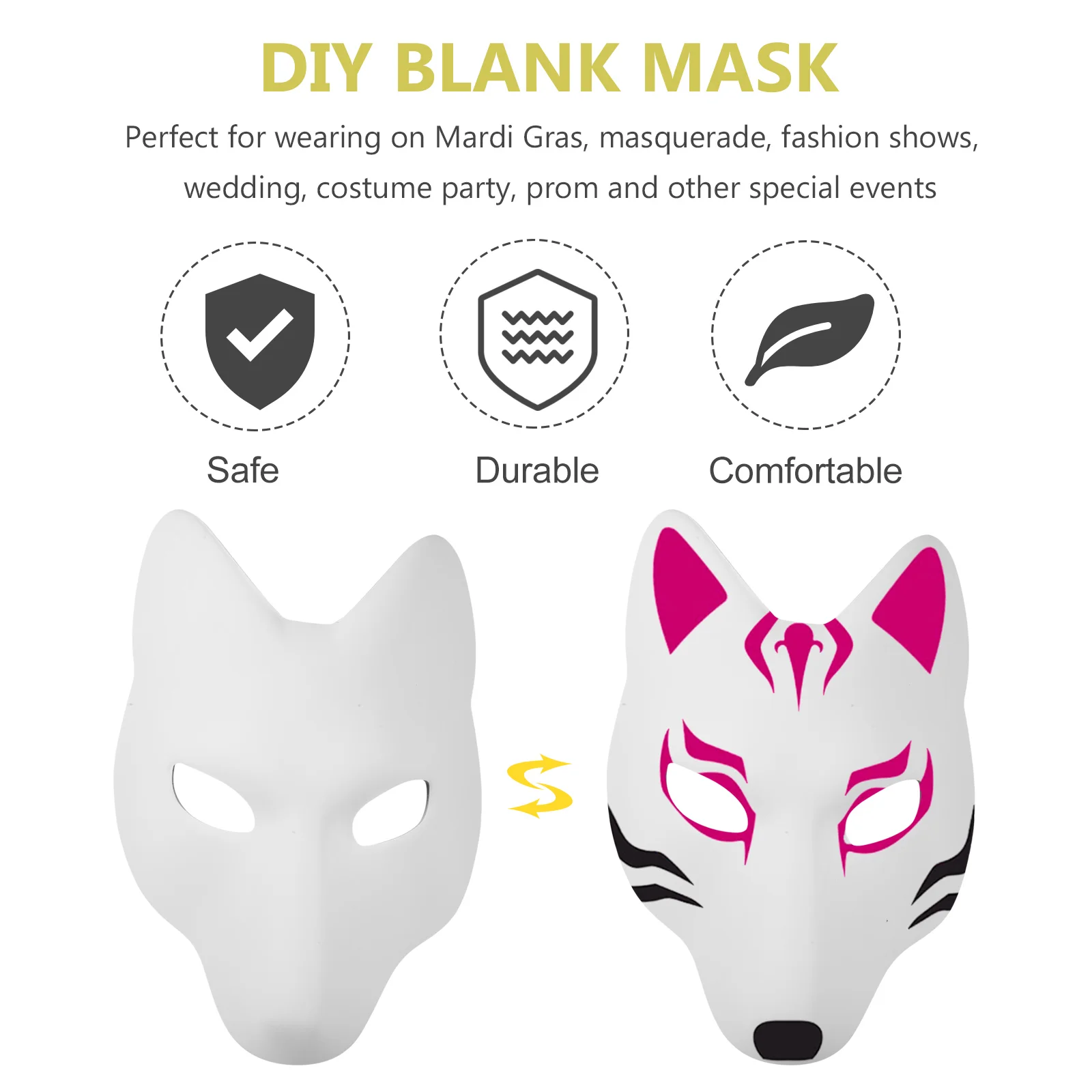 Biały lis DIY maska akcesoria Cosplay pusty kostium na bal przebierańców kostiumy na Halloween