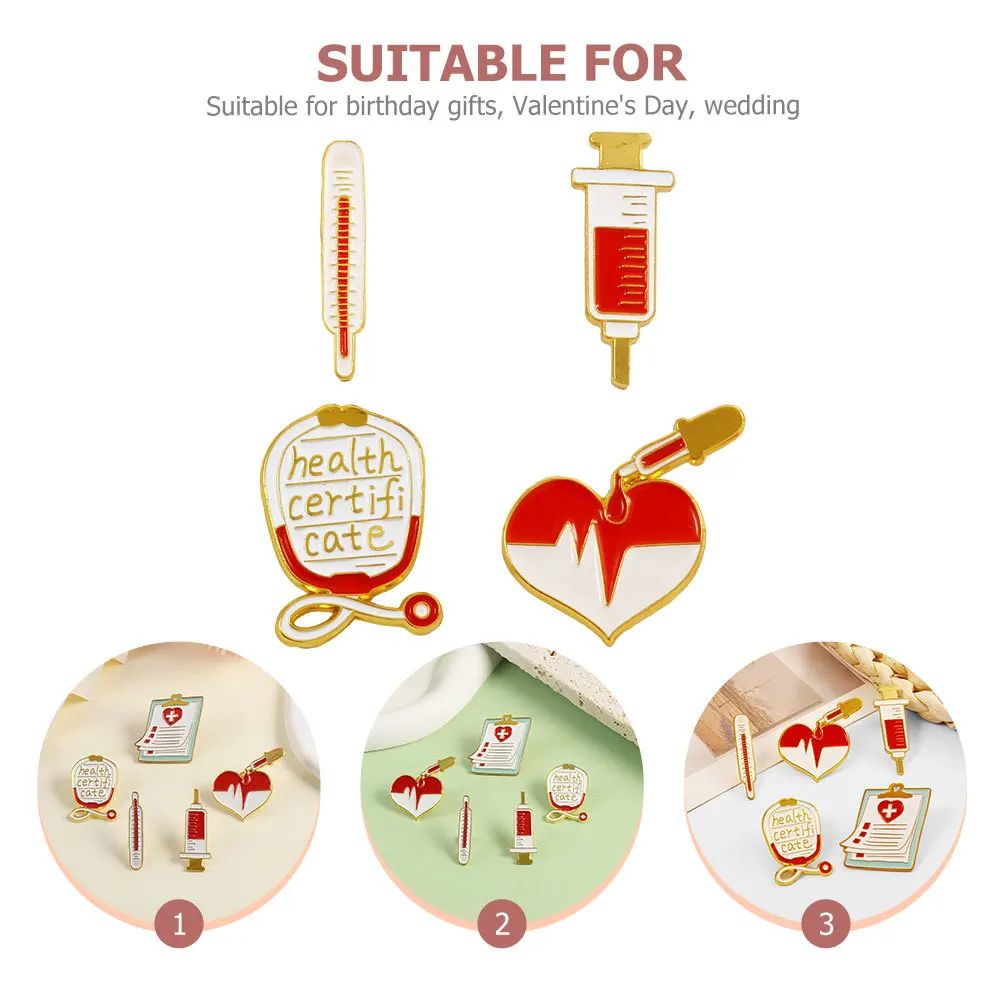 

4pcs Medical Themed Brooches Premium Alloy Breastpin Cute Doctor Decorative Pin For Clothing Bags Hats Scarves Jewelry Gift
