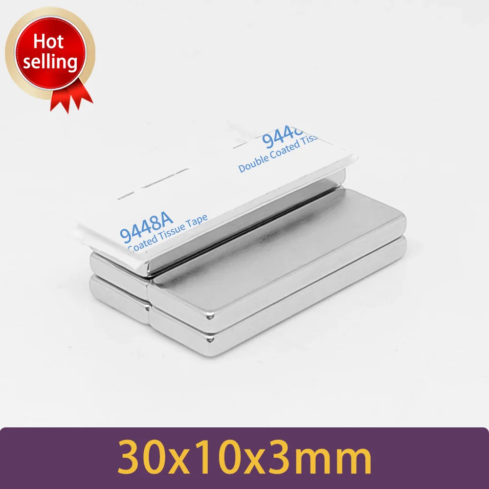 2/5/10/20/30/50PCS 30x10x3mm Block Strong Powerful Magnet Two Side With 3M Tape 30*10*3 Sheet Permanent Neodymium Magnet 30x10x3