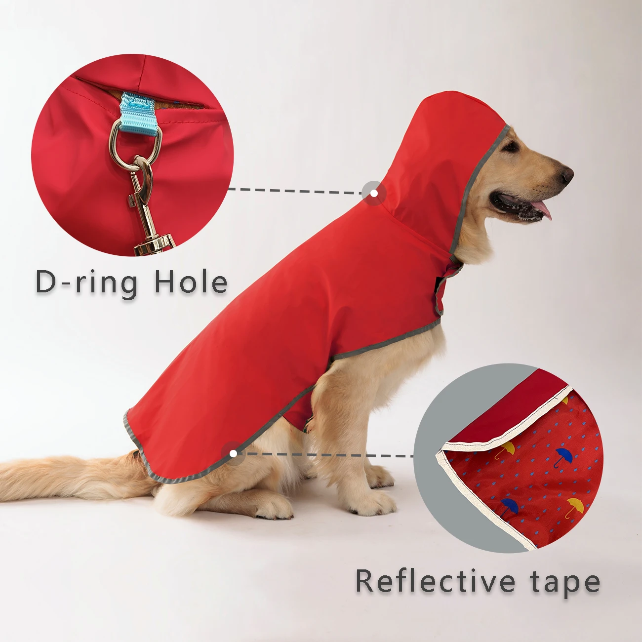 All Weather Dog Raincoat: Dual-sided Waterproof Coat with Polyester Fiber PU Coating and Quick-Adjust Velcro Closure