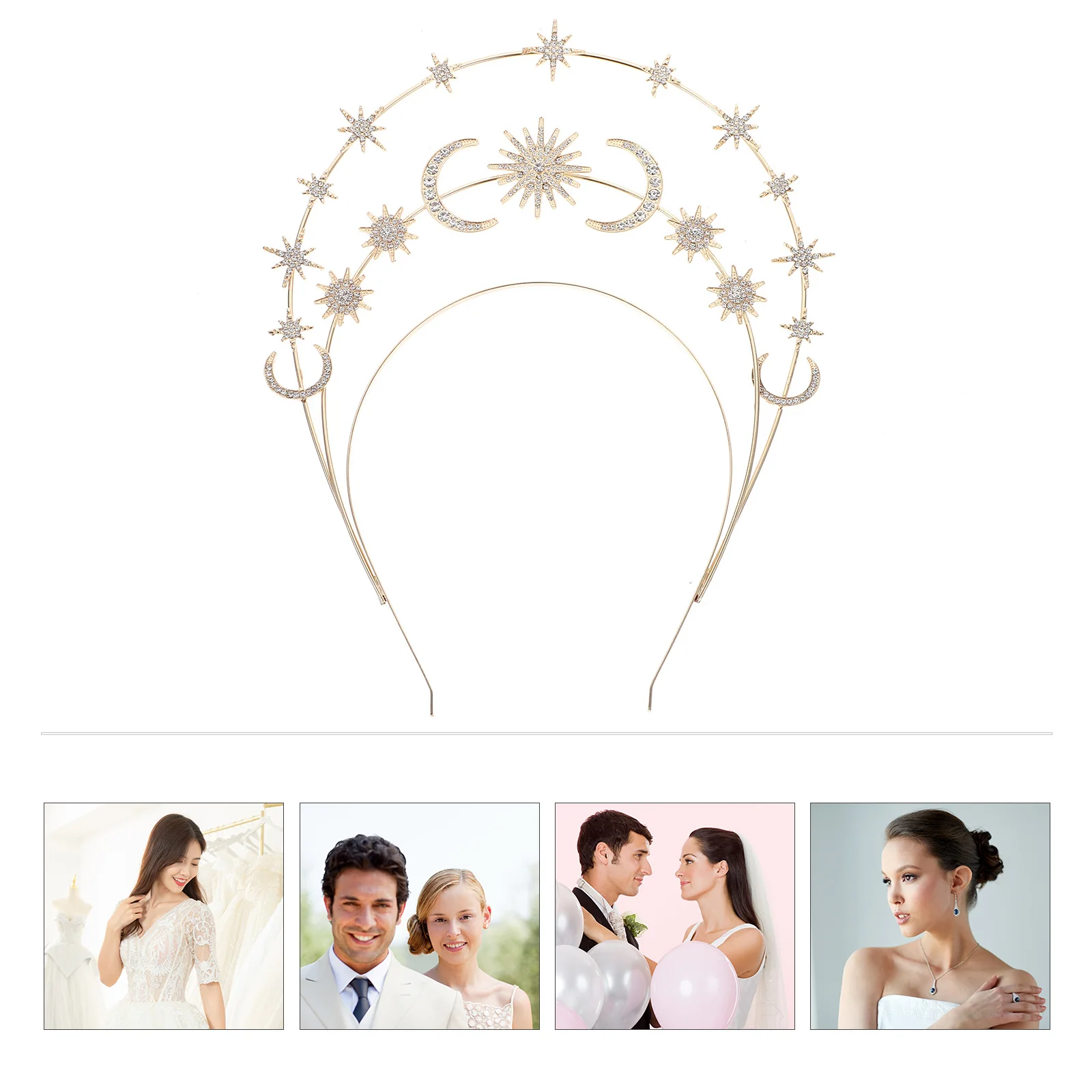 

Goddess Crown Headband Three Tier Star Moon Headwear For Celebrations Carnivals
