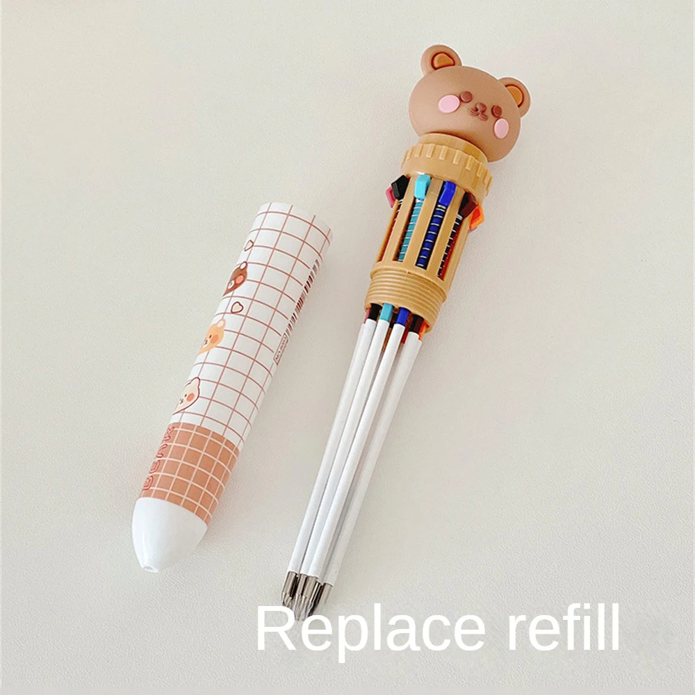 Bolígrafo multicolor de una sola pieza, bolígrafo neutro fluorescente para escritura, diseño bonito, duradero, oso de dibujos animados, bolígrafo colorido de Color para oficina