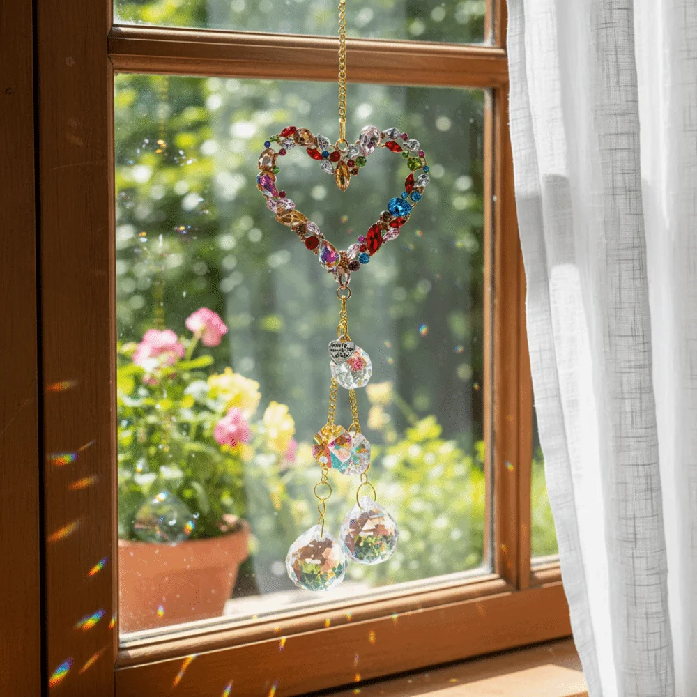 

Портативный хрустальный солнечный ловец ручной работы, изысканный сверкающий ветряной колокольчик, отражающий свет, подвесное украшение для окон в помещении