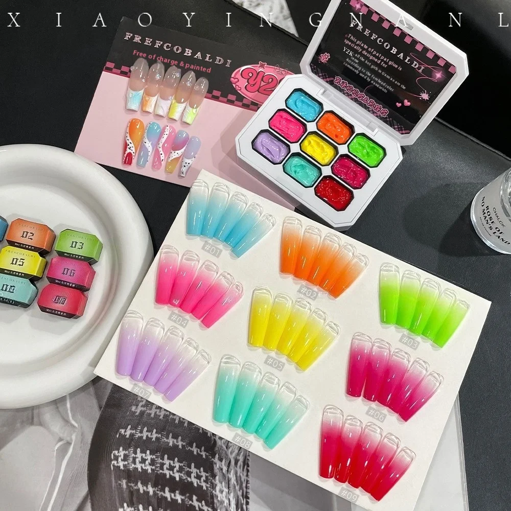 

Горячая мини 9-цветная китайская серия Pat Pat Glue Collection Палитра теней для век Градиентная живопись Лак для ногтей Блеск для ногтей