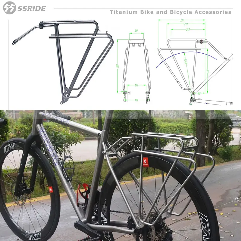 Titanium Bike rear shelf for long distance cycling, bike luggage rack, adjustable height, titanium alloy