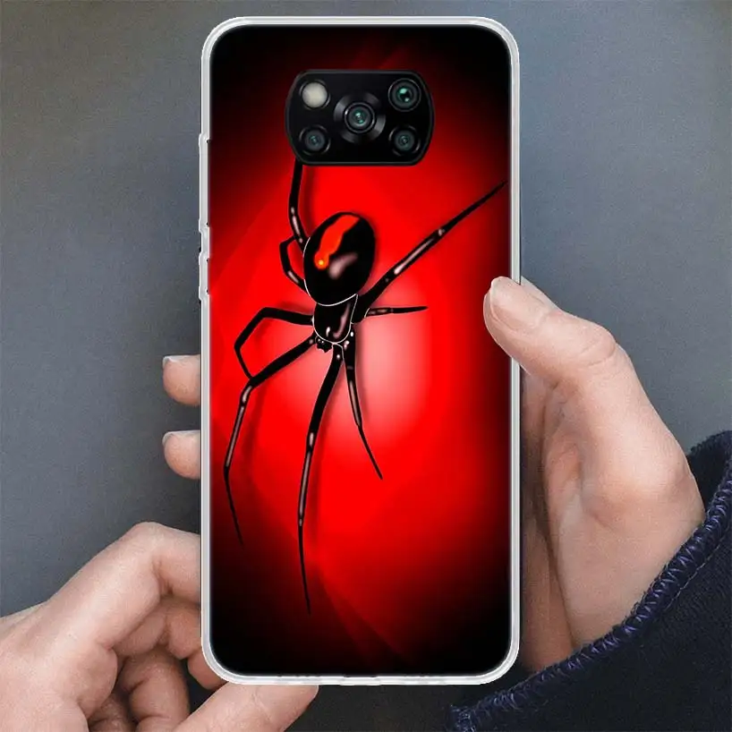 Black Widow Spider Insect Phone Case For Xiaomi Poco X3 Nfc X5 X6 X7 Pro F6 F5 F4 M5S X4 GT M4 M3 F3 Soft Cover Silicone Shell