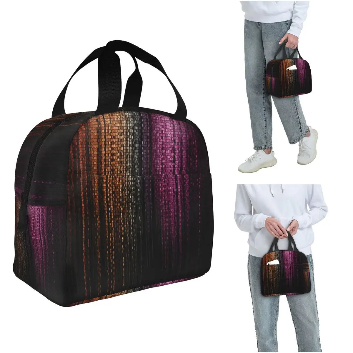 Faux Glitter Rainbow Pride Flag LGBT Gay Lesbian Insulated Lunch Bag for Women Kids Leakproof Food Boxes Thermal Lunch Box Tote