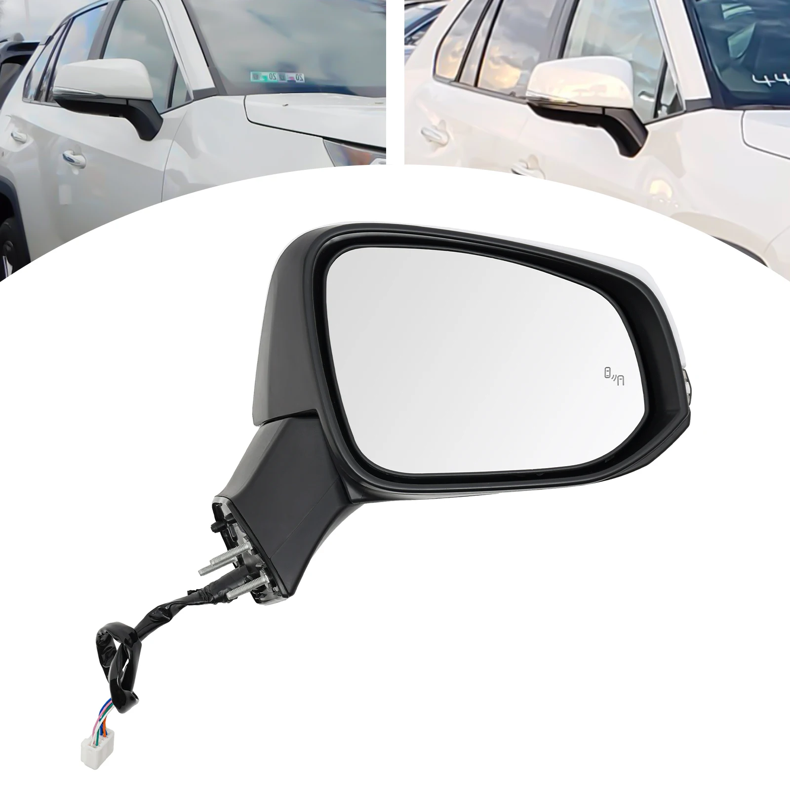 Car Side Mirror, Right Side Power Heated BSM Side Mirror with Turn Lamp, RH Mirror 8 Pin Fit for 2019-2024 Toyota RAV4