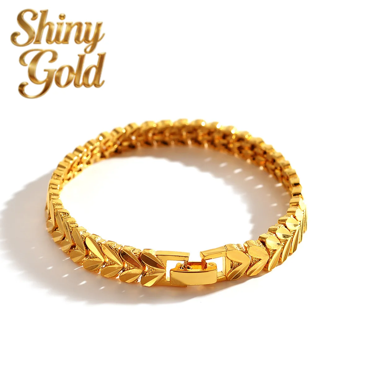 ShinyGold Women's 24K Gold AU999 Double Heart Rotating Engine Turned Bracelet | Enamel Hearts In Gradient Tones, Ethnic Allure