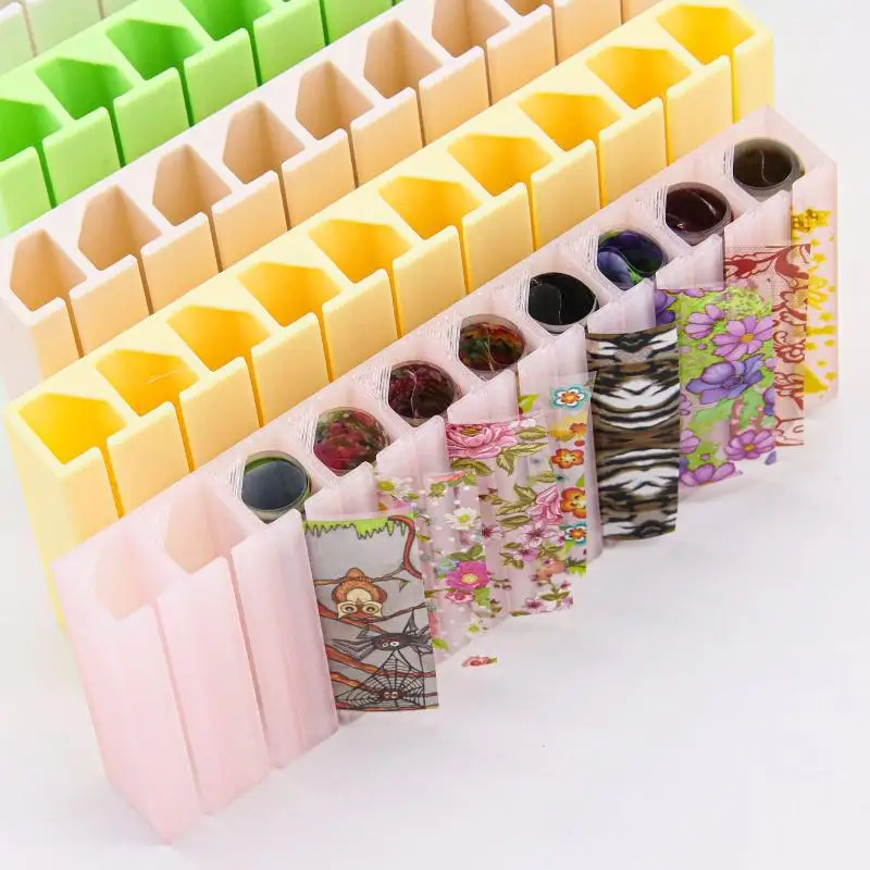 *Nail Foil Storage Box with 10 Grids Macaron Style Transfer Paper Organizer Lightweight Nail Decoration Case for Home Manicure